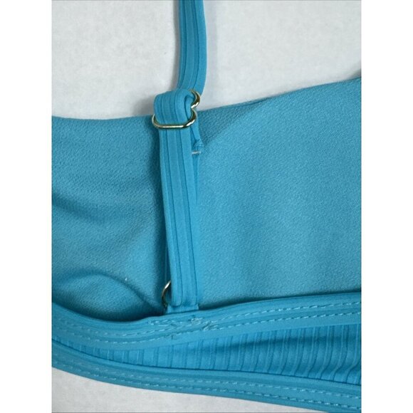 California Waves Juniors XS Bralette Ribbed Knit Swim Top Turquoise NWT - Picture 8 of 15